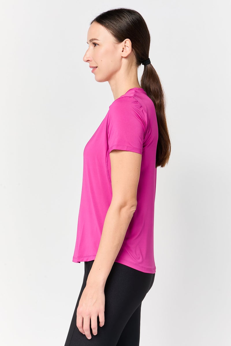 Nike Women Dri-Fit Short Sleeve Training Top, Hot Fuchsia - Image 2